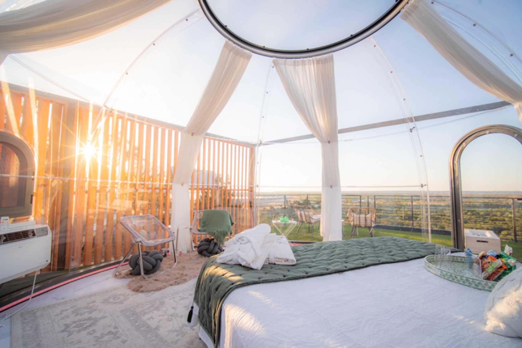 Sunset through the clear dome of the Starfield